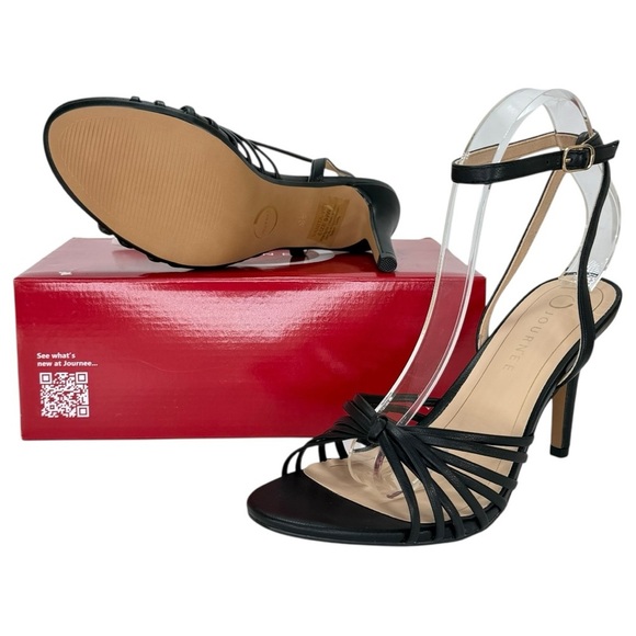 Journee Collection Vanita Black Faux Leather Womens Heels Size 10W - Picture 13 of 14